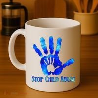 Blue Messy Bun Black  Child Abuse Prevention Awareness Coffee Mug thumb 4