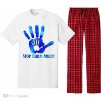 Blue Messy Bun Black  Child Abuse Prevention Awareness Pajama Set thumb 0