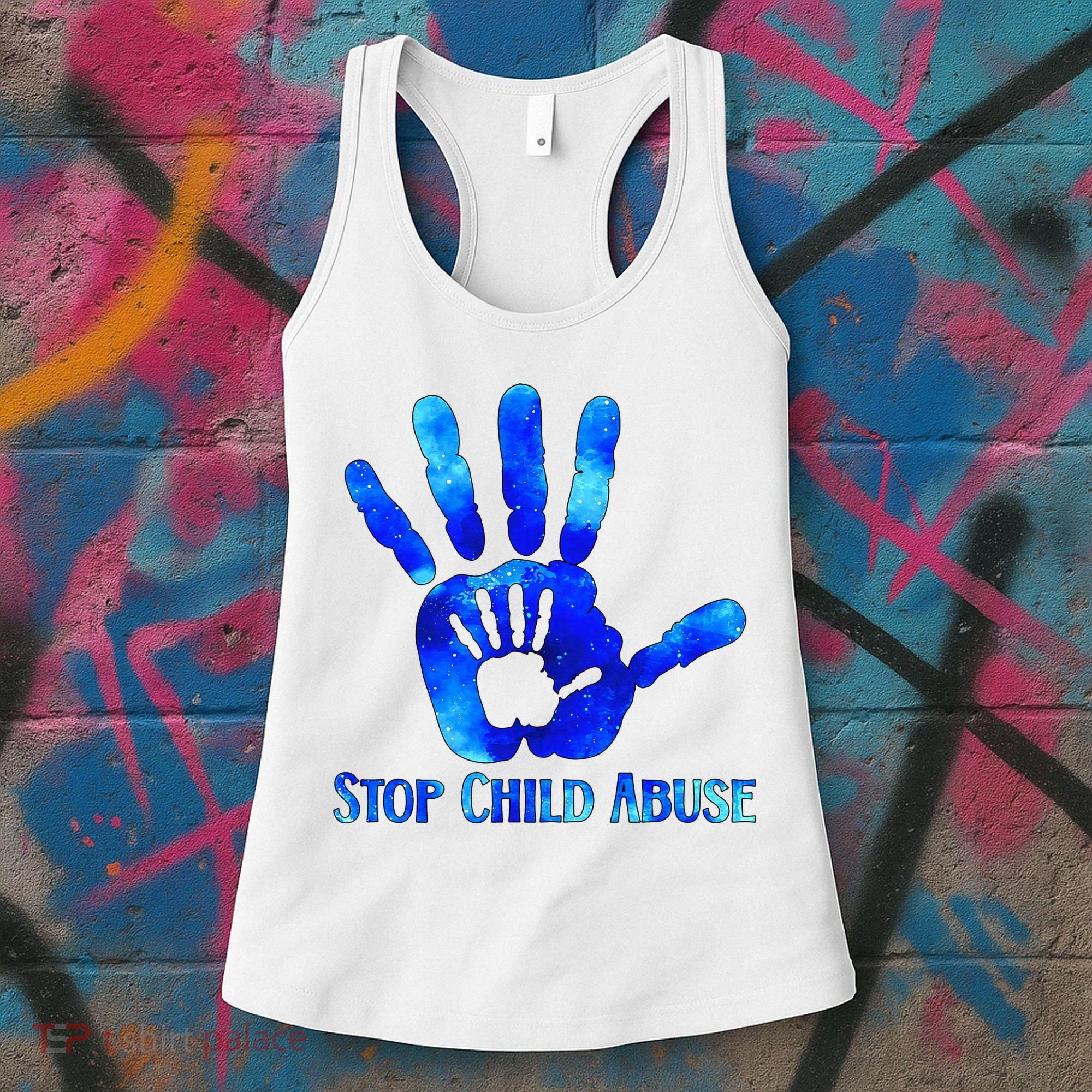 Blue Messy Bun Black  Child Abuse Prevention Awareness Women's Tank Top