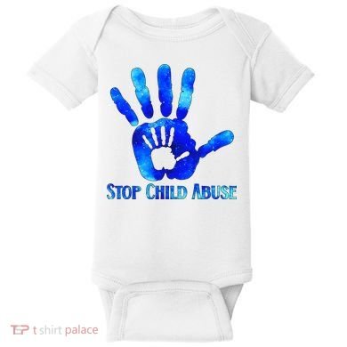 Blue Messy Bun Black  Child Abuse Prevention Awareness Baby Bodysuit