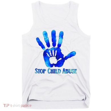 Blue Messy Bun Black  Child Abuse Prevention Awareness Tank Top