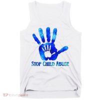 Blue Messy Bun Black  Child Abuse Prevention Awareness Tank Top thumb 0