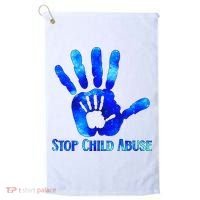 Blue Messy Bun Black  Child Abuse Prevention Awareness Golf Towel thumb 0