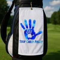 Blue Messy Bun Black  Child Abuse Prevention Awareness Golf Towel thumb 2