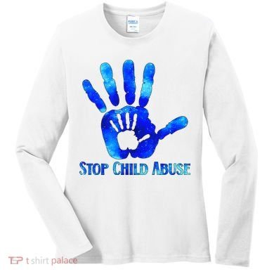 Blue Messy Bun Black  Child Abuse Prevention Awareness Women's Long Sleeve Shirt