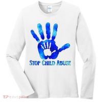 Blue Messy Bun Black  Child Abuse Prevention Awareness Women's Long Sleeve Shirt thumb 0