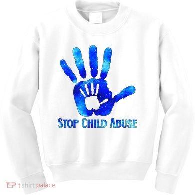 Blue Messy Bun Black  Child Abuse Prevention Awareness Kids Sweatshirt