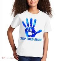 Blue Messy Bun Black  Child Abuse Prevention Awareness Kids T-Shirt thumb 2