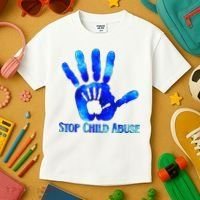Blue Messy Bun Black  Child Abuse Prevention Awareness Kids T-Shirt thumb 3
