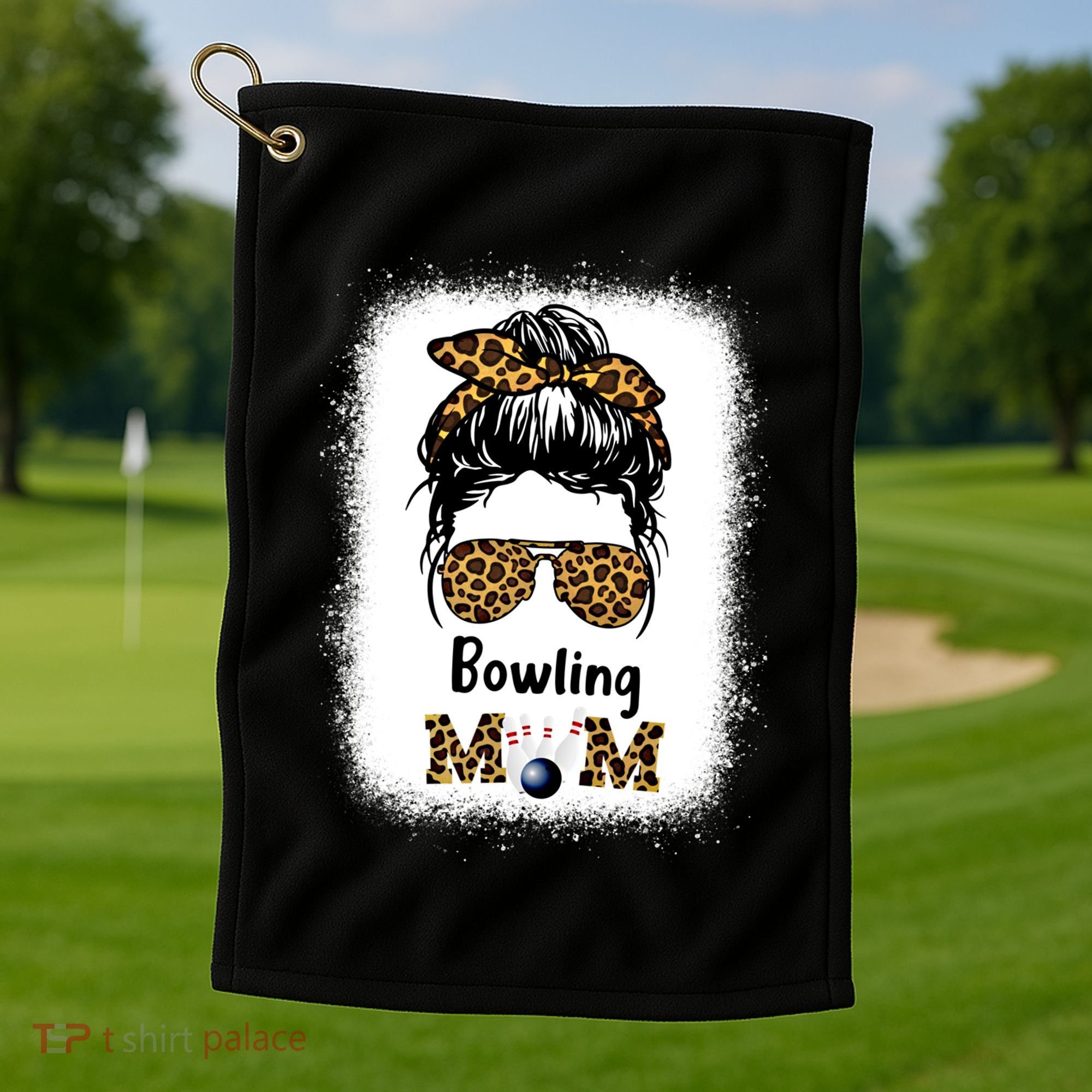 Bowling Mom Bleached Leopard Cheetah Print Mama Funny Cool Gift Golf Towel
