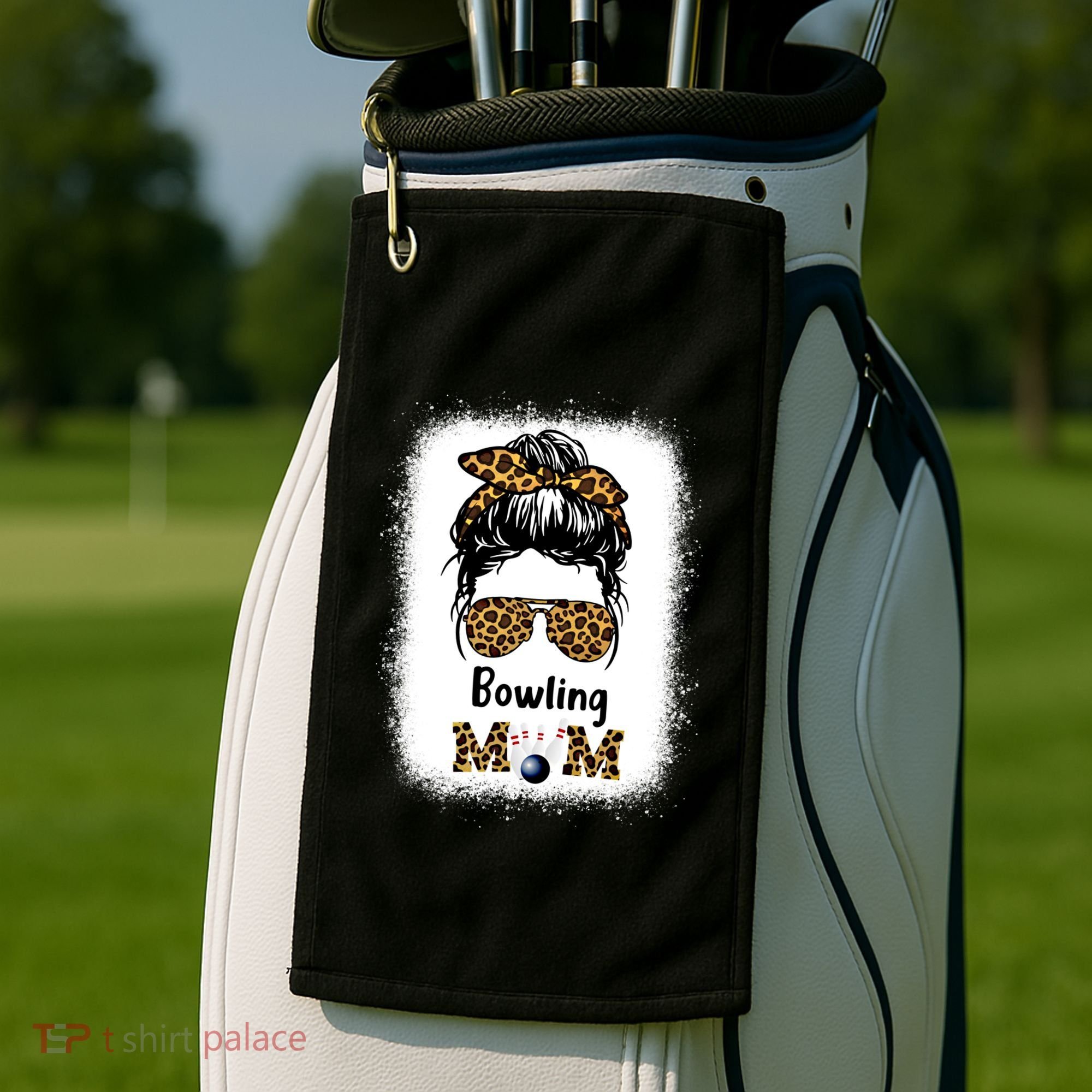 Bowling Mom Bleached Leopard Cheetah Print Mama Funny Cool Gift Golf Towel