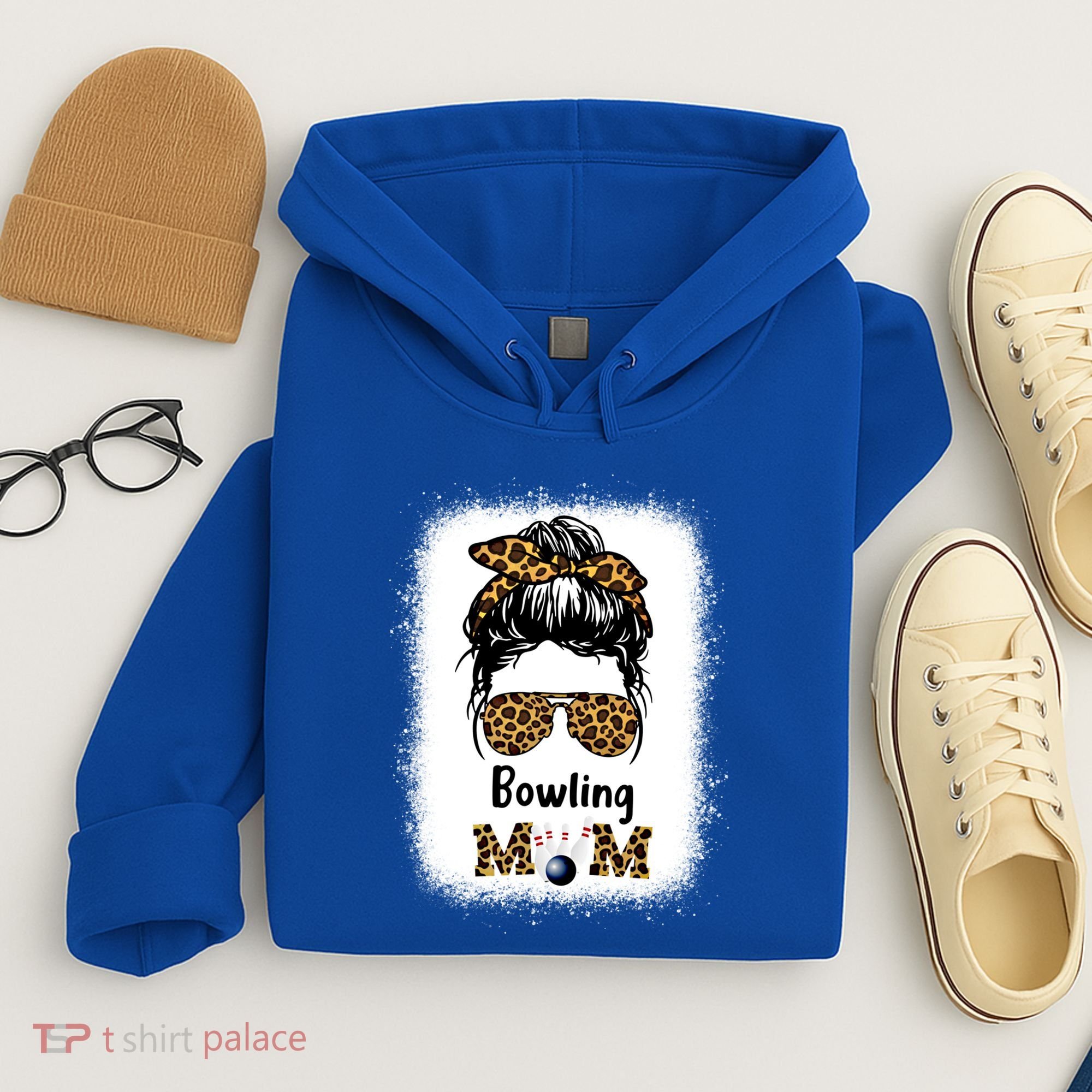 Bowling Mom Bleached Leopard Cheetah Print Mama Funny Cool Gift Hoodie