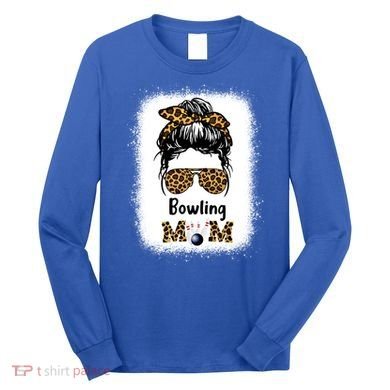 Bowling Mom Bleached Leopard Cheetah Print Mama Funny Cool Gift Long Sleeve Shirt