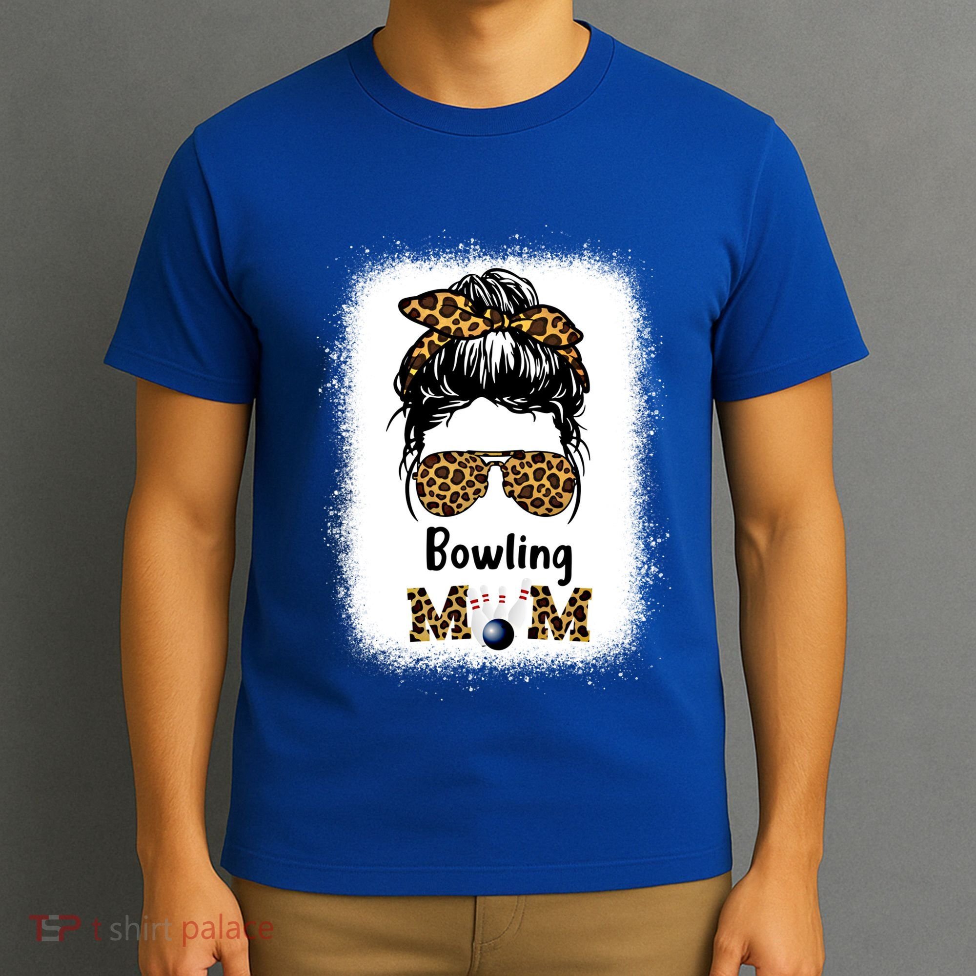 Bowling Mom Bleached Leopard Cheetah Print Mama Funny Cool Gift T-Shirt