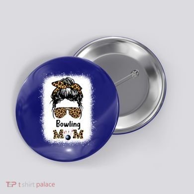 Bowling Mom Bleached Leopard Cheetah Print Mama Funny Cool Gift Button