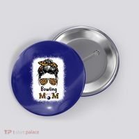 Bowling Mom Bleached Leopard Cheetah Print Mama Funny Cool Gift Button thumb 0