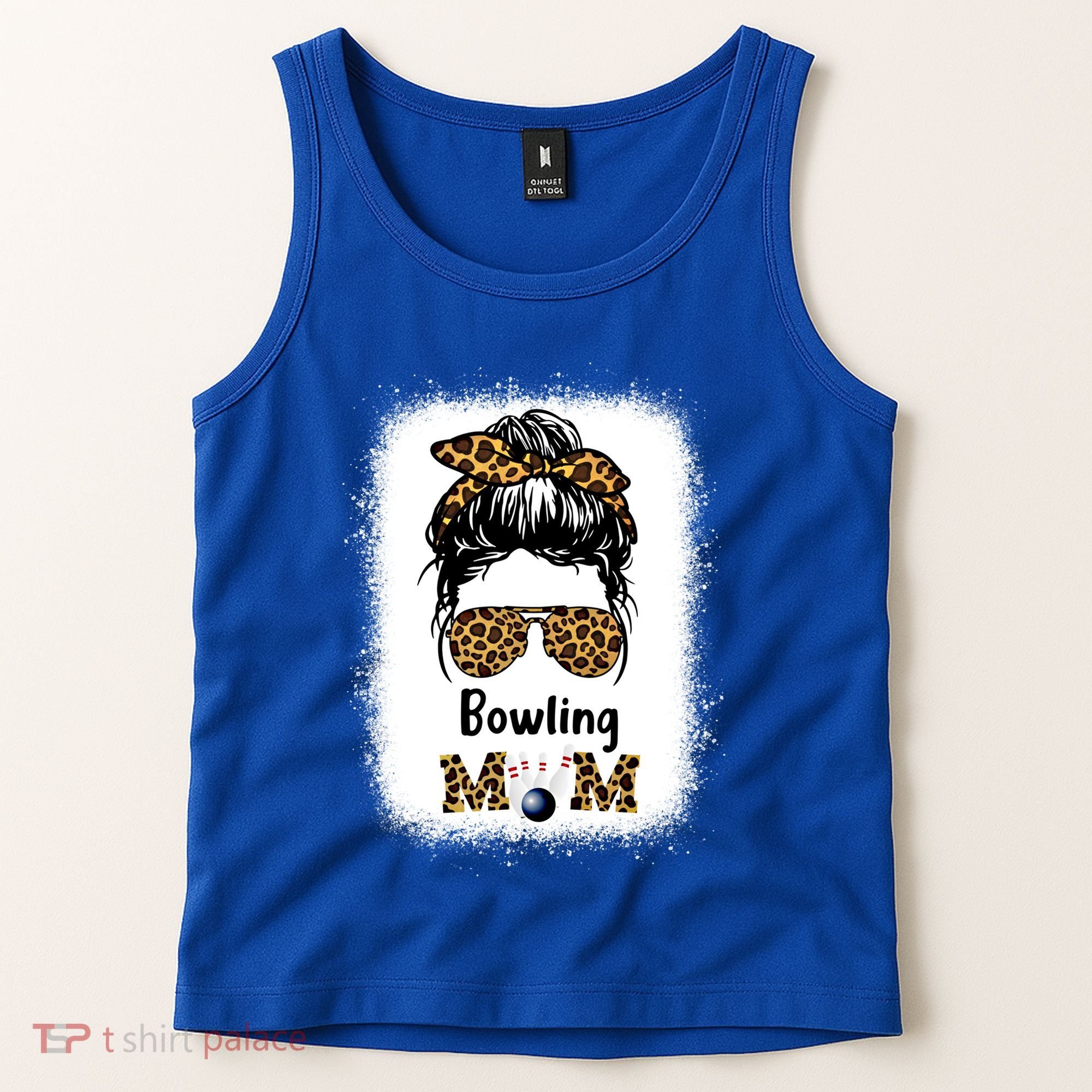 Bowling Mom Bleached Leopard Cheetah Print Mama Funny Cool Gift Tank Top