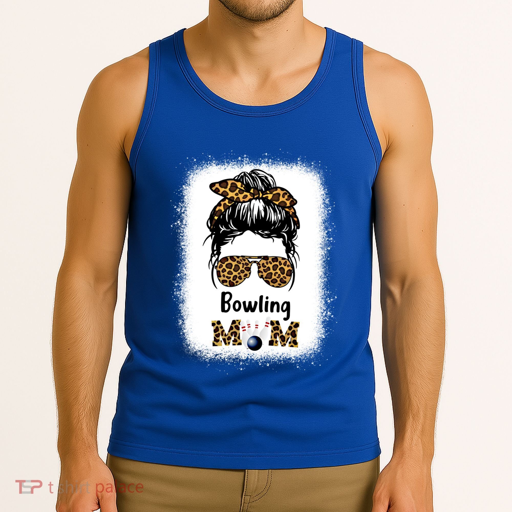 Bowling Mom Bleached Leopard Cheetah Print Mama Funny Cool Gift Tank Top