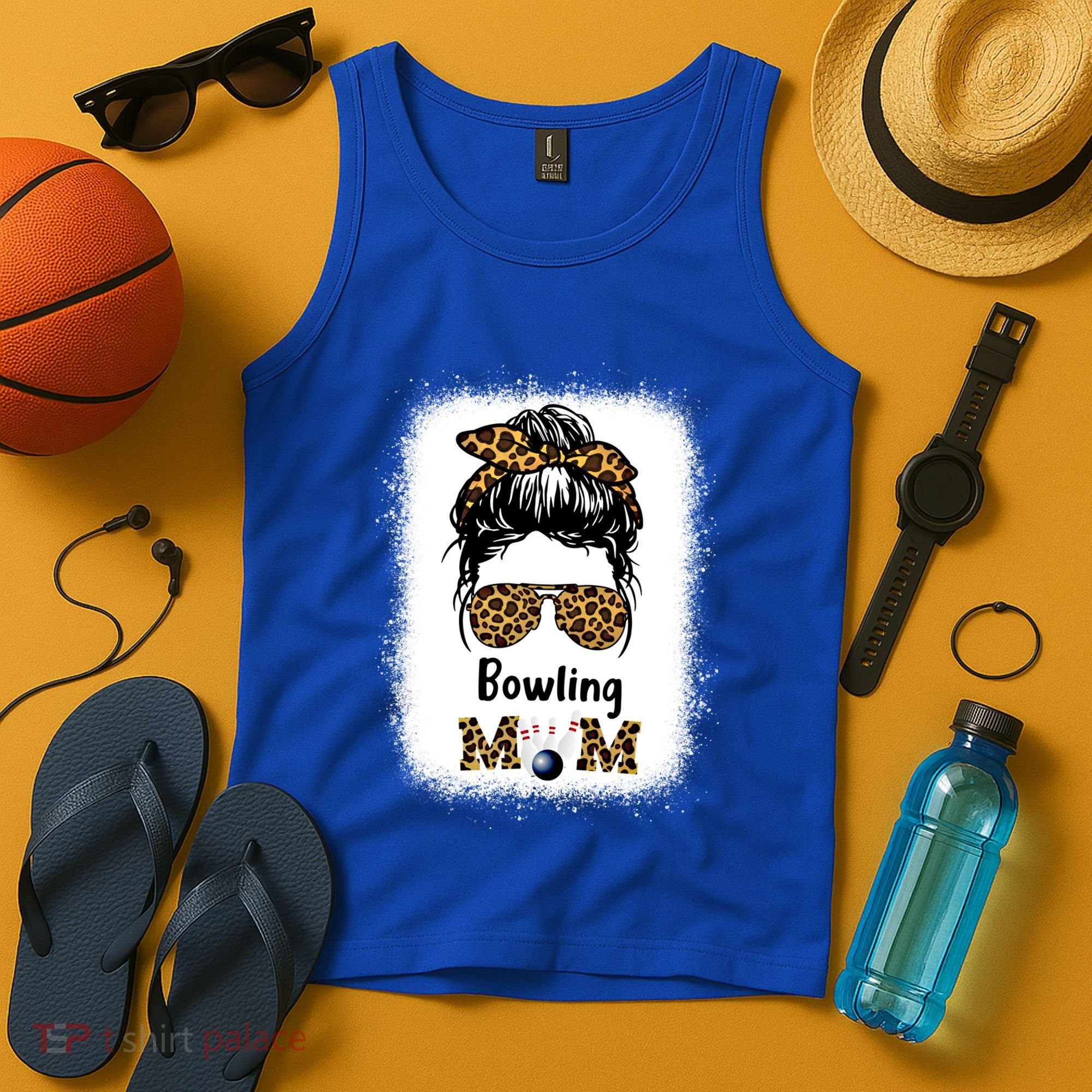 Bowling Mom Bleached Leopard Cheetah Print Mama Funny Cool Gift Tank Top