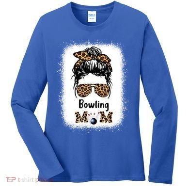 Bowling Mom Bleached Leopard Cheetah Print Mama Funny Cool Gift Women's Long Sleeve Shirt
