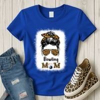Bowling Mom Bleached Leopard Cheetah Print Mama Funny Cool Gift Women's T-Shirt thumb 3