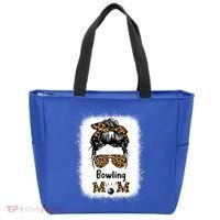 Bowling Mom Bleached Leopard Cheetah Print Mama Funny Cool Gift Tote Bag thumb 0