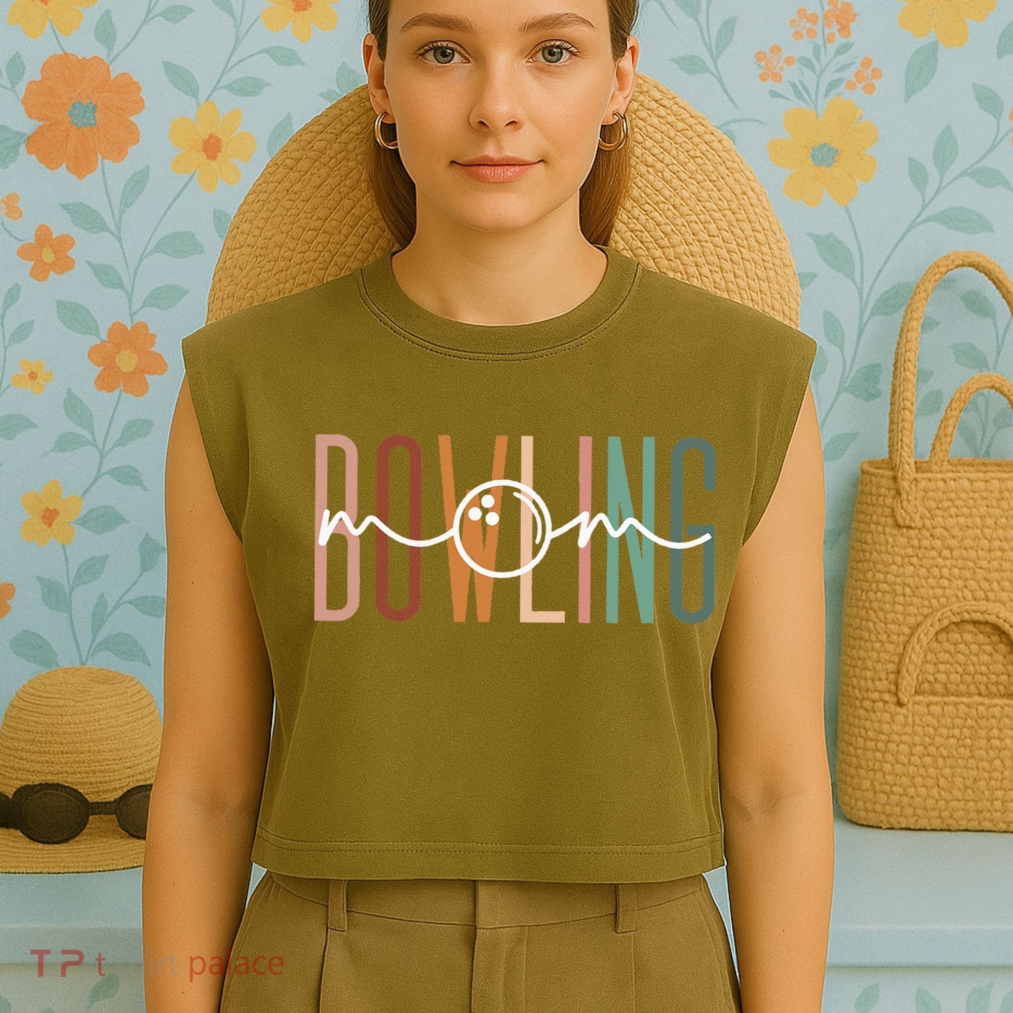 Bowling Mom Bowling Mama Cute Mom Life Bowling Garment-Dyed Women's Muscle Tee