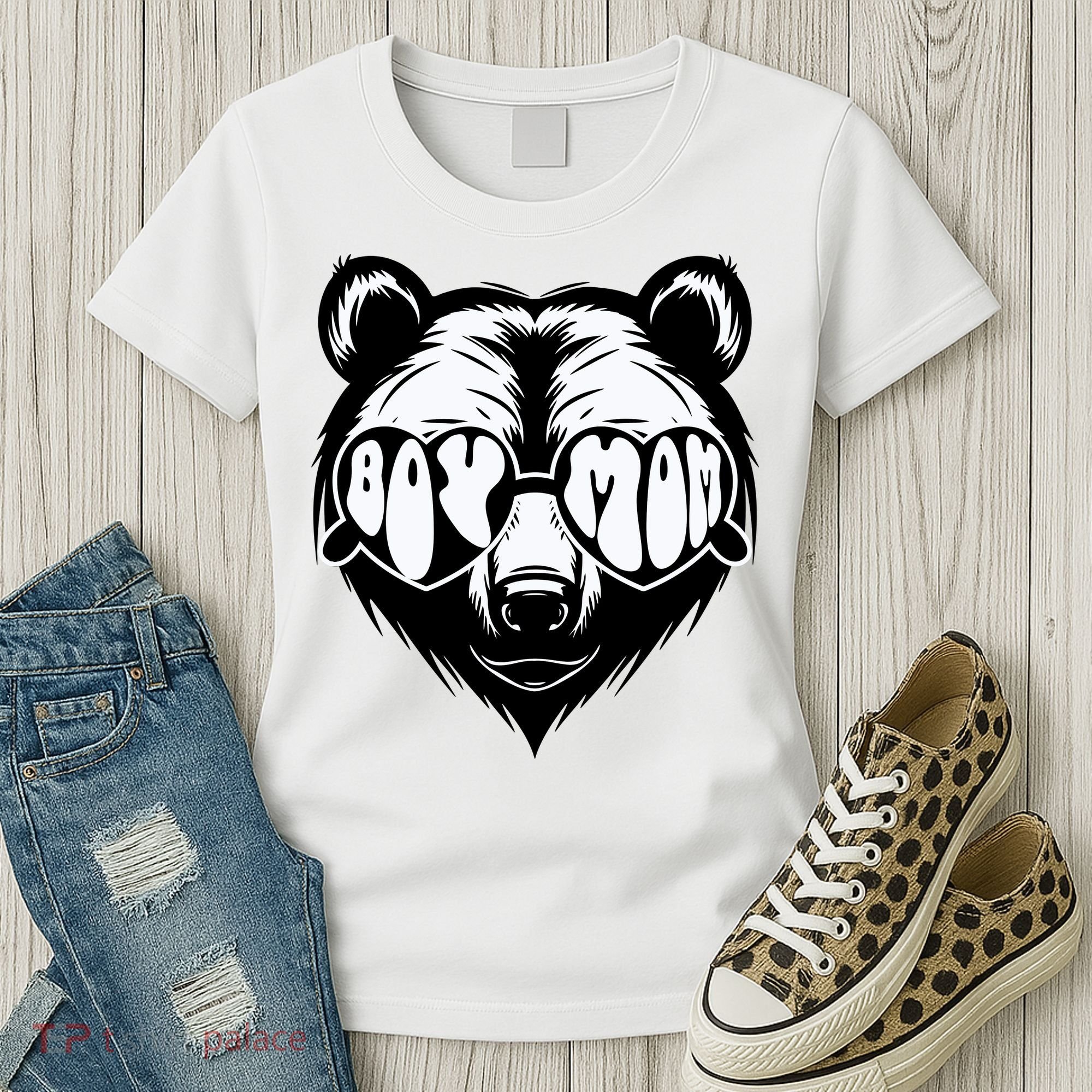 Boy Mom Bear Mothers Day Cool Gifts Women's T-Shirt