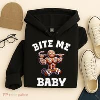 Bite Me Baby Funny Gingerbread Christmas Meme Hoodie thumb 4