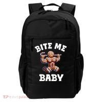 Bite Me Baby Funny Gingerbread Christmas Meme Backpack thumb 0
