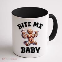Bite Me Baby Funny Gingerbread Christmas Meme Coffee Mug thumb 1