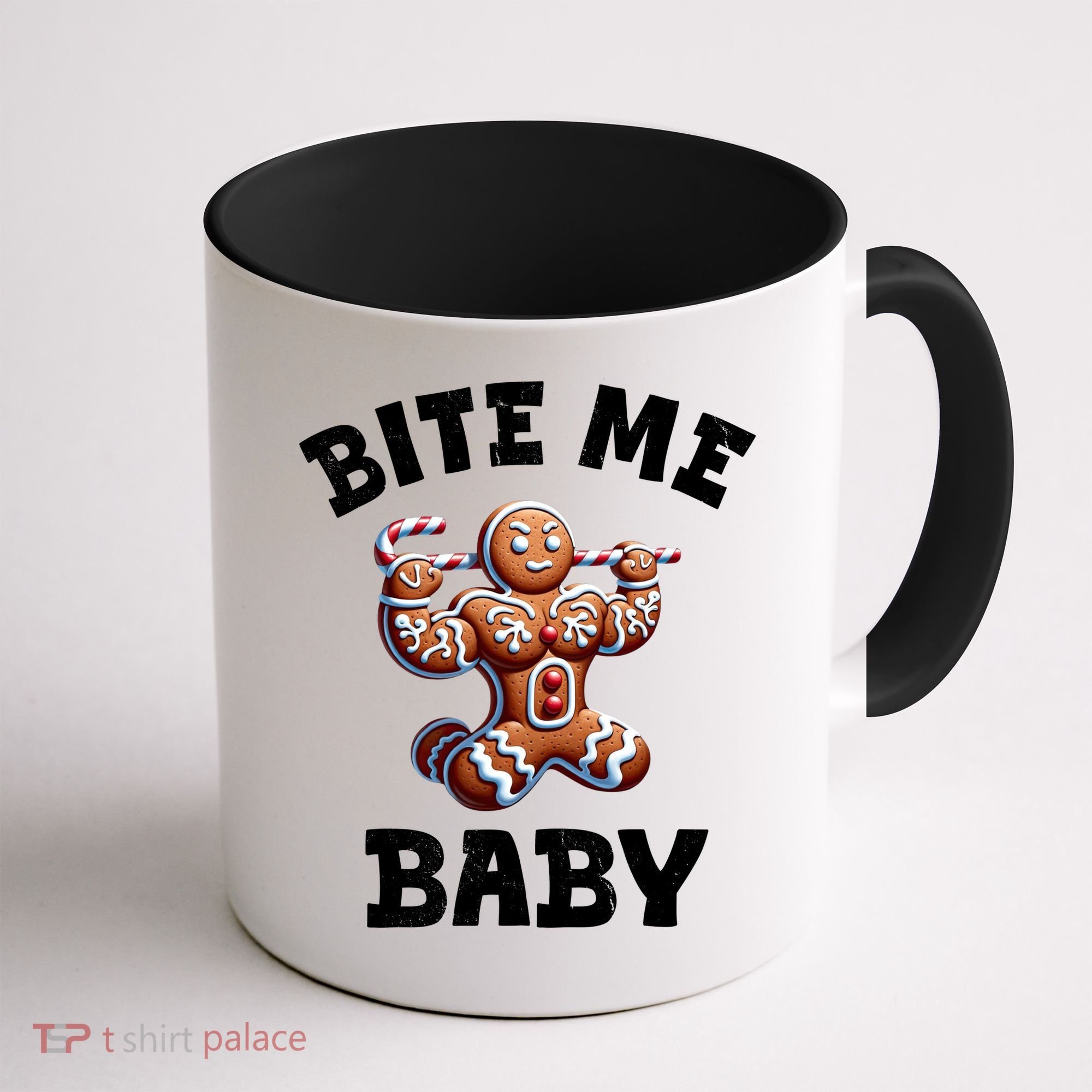Bite Me Baby Funny Gingerbread Christmas Meme Coffee Mug