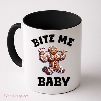 Bite Me Baby Funny Gingerbread Christmas Meme Coffee Mug