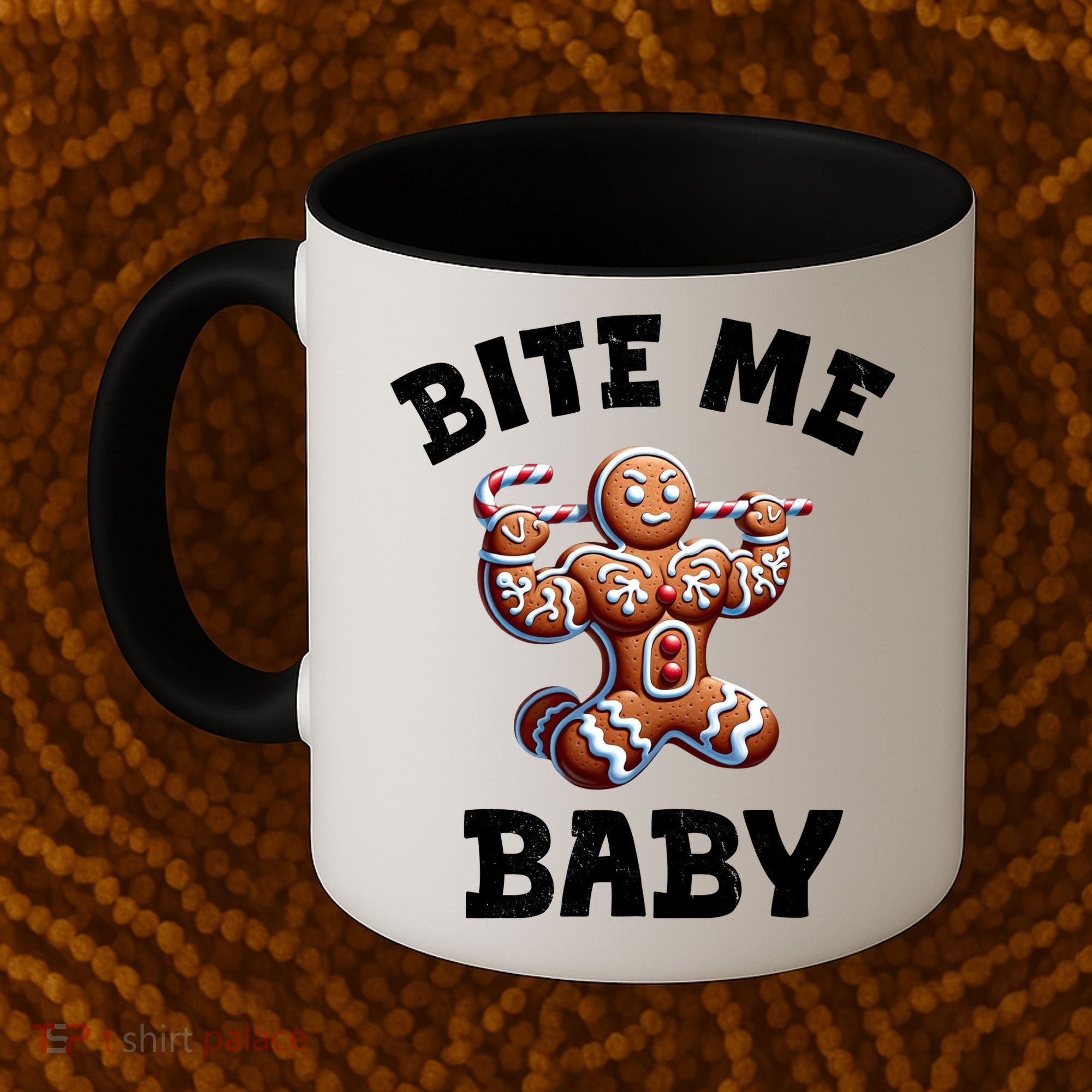 Bite Me Baby Funny Gingerbread Christmas Meme Coffee Mug