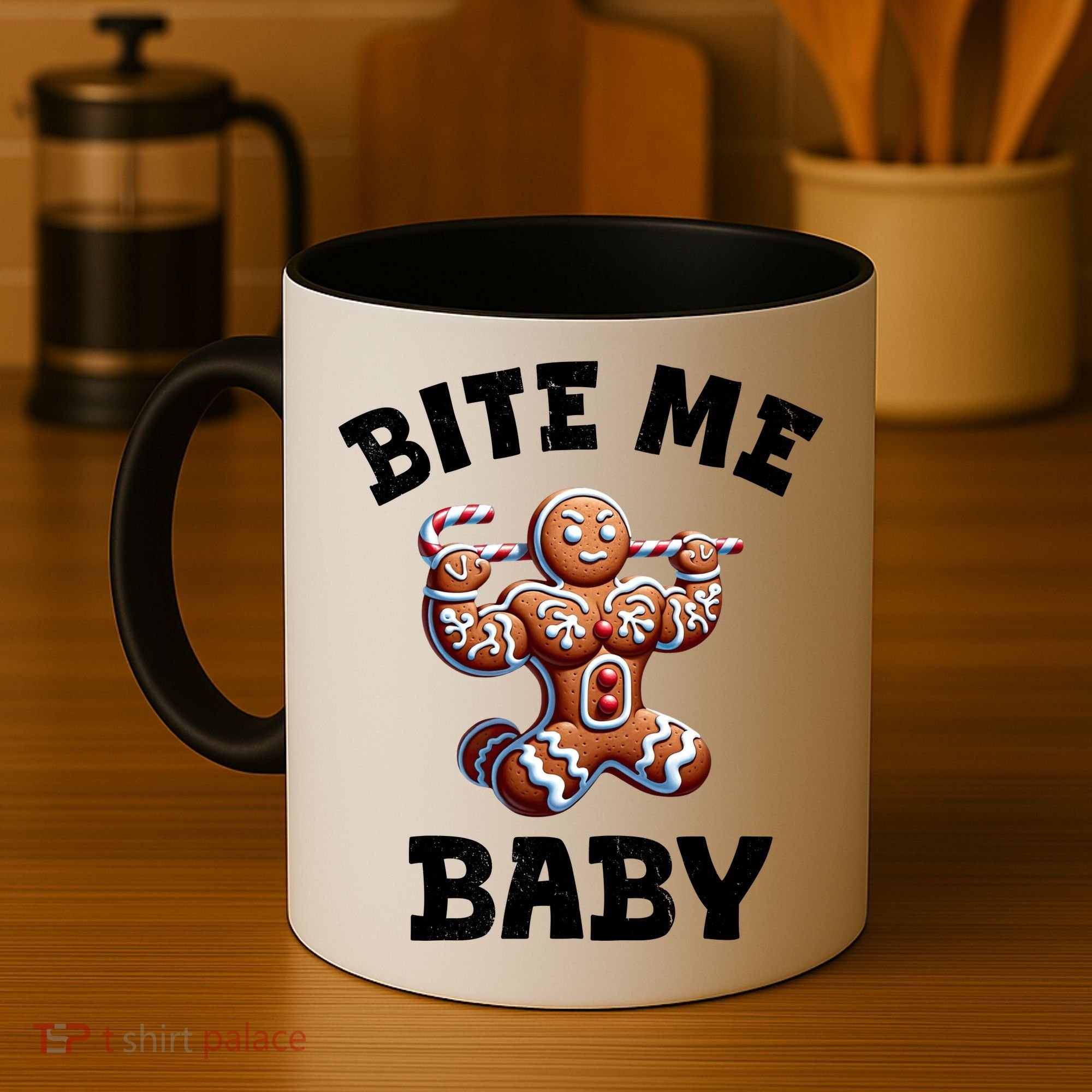 Bite Me Baby Funny Gingerbread Christmas Meme Coffee Mug