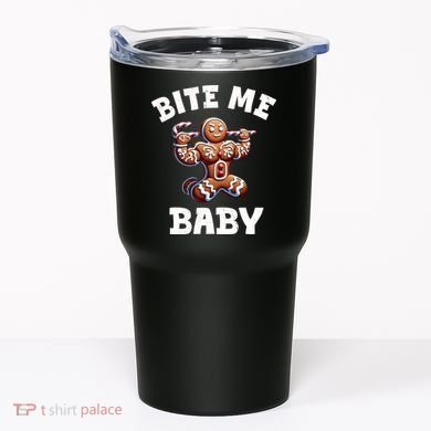 Bite Me Baby Funny Gingerbread Christmas Meme Tumbler