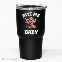 Bite Me Baby Funny Gingerbread Christmas Meme Tumbler thumb 0