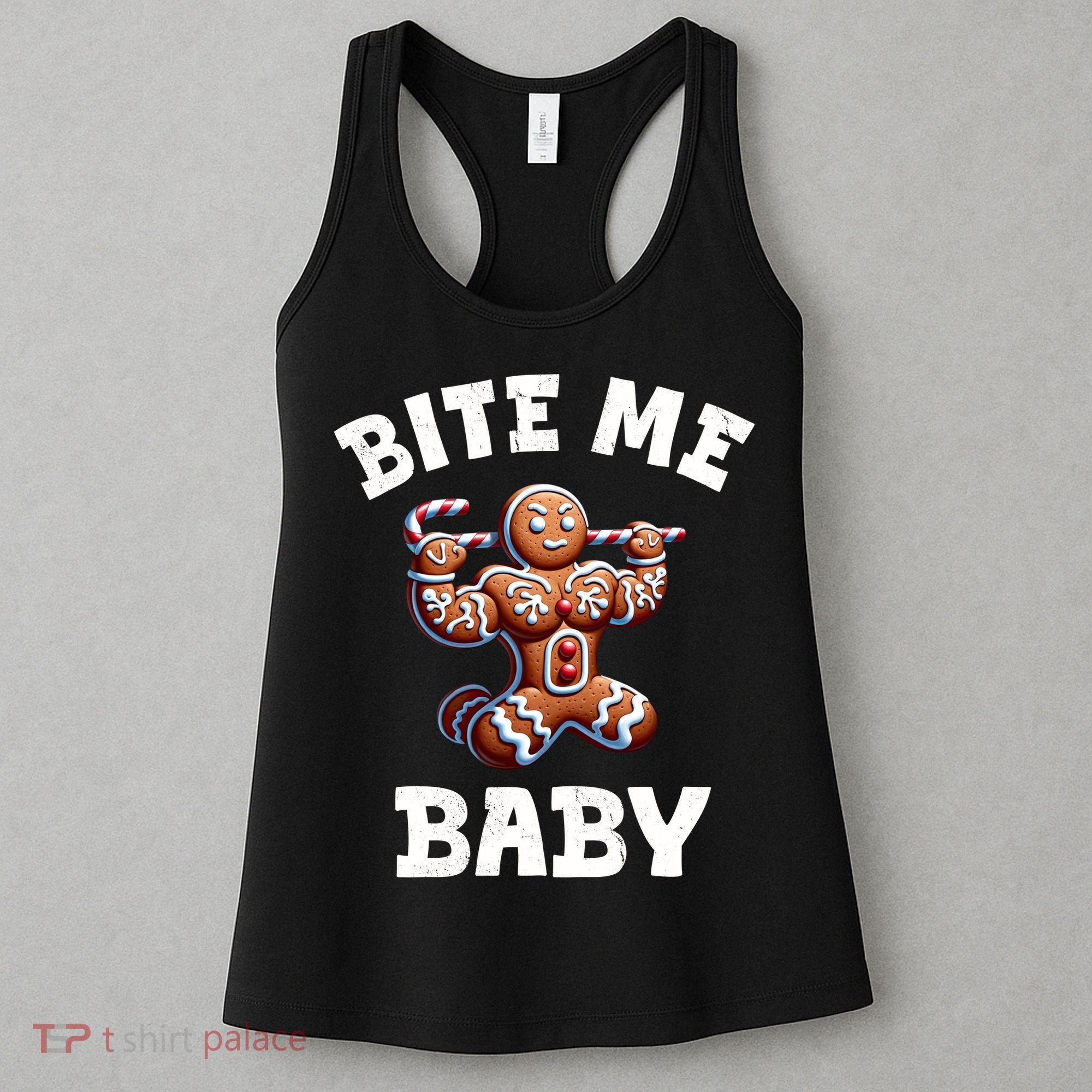 Bite Me Baby Funny Gingerbread Christmas Meme Women's Tank Top