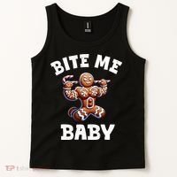 Bite Me Baby Funny Gingerbread Christmas Meme Tank Top thumb 2