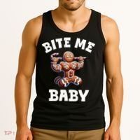 Bite Me Baby Funny Gingerbread Christmas Meme Tank Top thumb 3