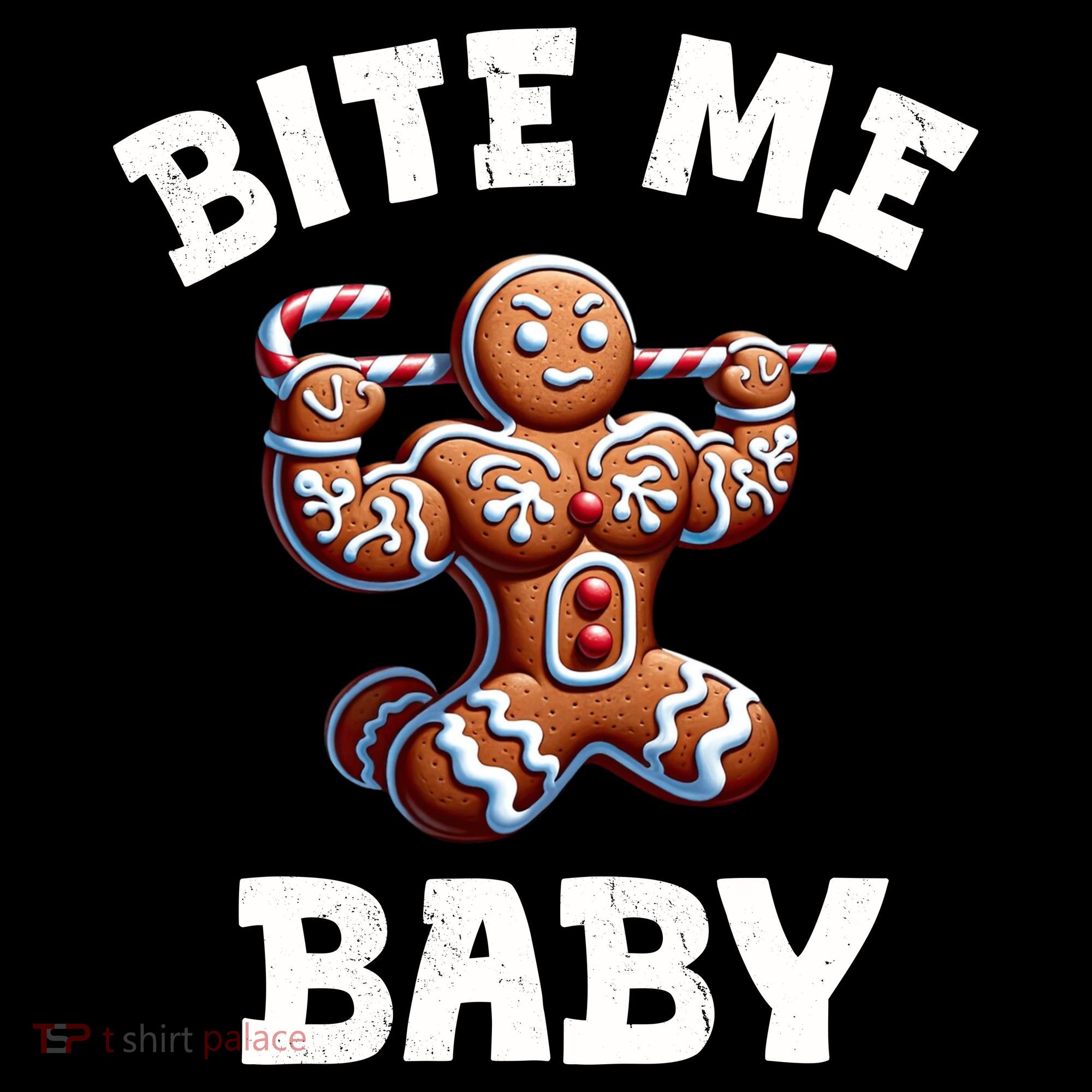 Bite Me Baby Funny Gingerbread Christmas Meme Tank Top