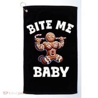 Bite Me Baby Funny Gingerbread Christmas Meme Golf Towel thumb 0