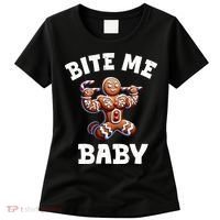 Bite Me Baby Funny Gingerbread Christmas Meme Women's T-Shirt thumb 0