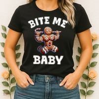 Bite Me Baby Funny Gingerbread Christmas Meme Women's T-Shirt thumb 2