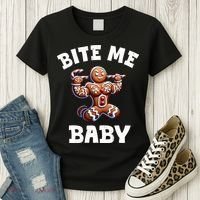 Bite Me Baby Funny Gingerbread Christmas Meme Women's T-Shirt thumb 3