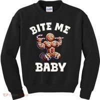 Bite Me Baby Funny Gingerbread Christmas Meme Kids Sweatshirt thumb 0