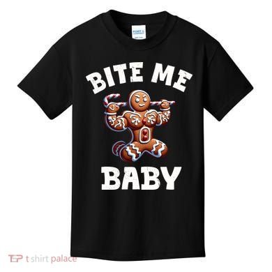 Bite Me Baby Funny Gingerbread Christmas Meme Kids T-Shirt