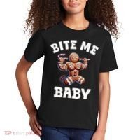 Bite Me Baby Funny Gingerbread Christmas Meme Kids T-Shirt thumb 2