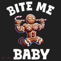 Bite Me Baby Funny Gingerbread Christmas Meme Kids Plaid Pajama Set thumb 2