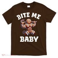 Bite Me Baby Funny Gingerbread Christmas Meme T-Shirt thumb 0